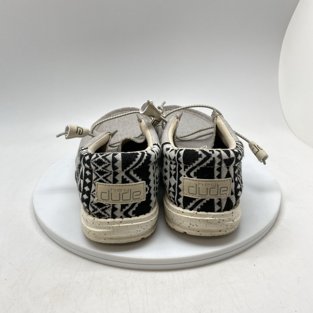 Hey Dude Mens 8 Wally Funk Jacquard Bungee Gray Beige Aztec Shoes Slip-On - Picture 4 of 10